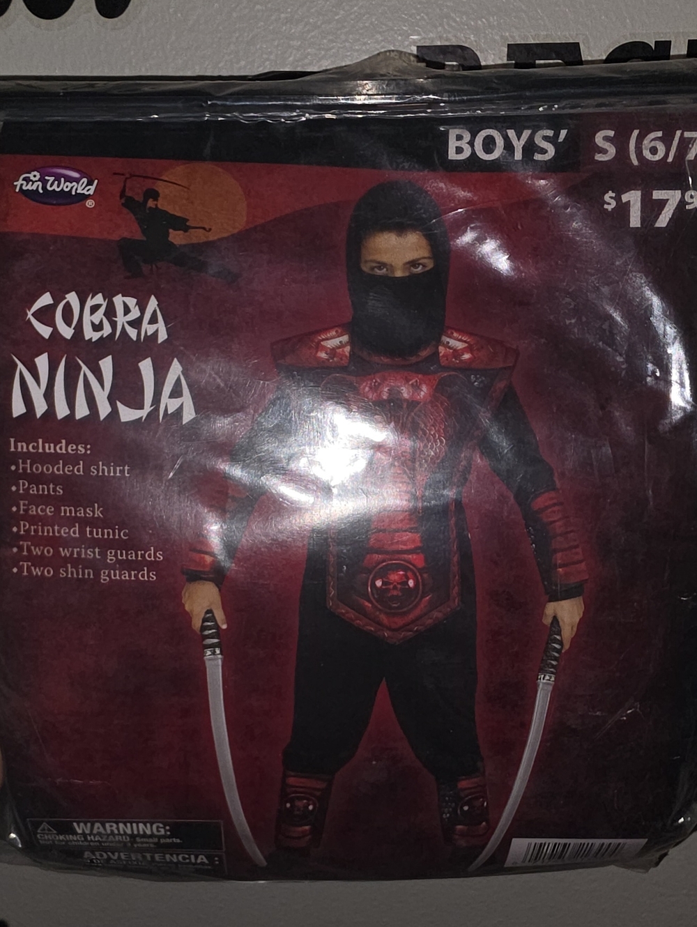 Cobra Ninja Boys' Costume in Red & Black Size 6/7